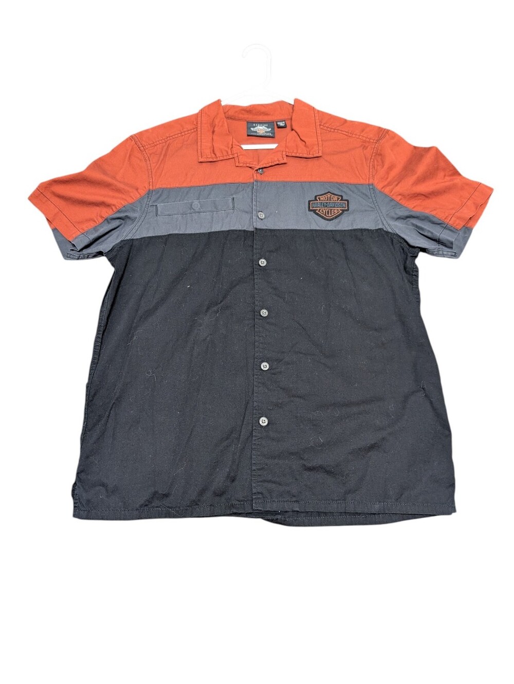 Harley-Davidson Men's Short Sleeve Colorblock Button-Down SS Shirt (Large)